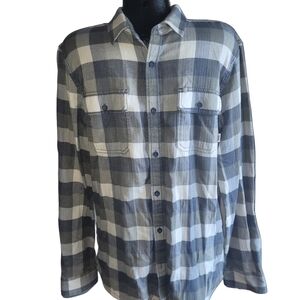 Vans Blue and Grey Plaid Flannel Shirt L
